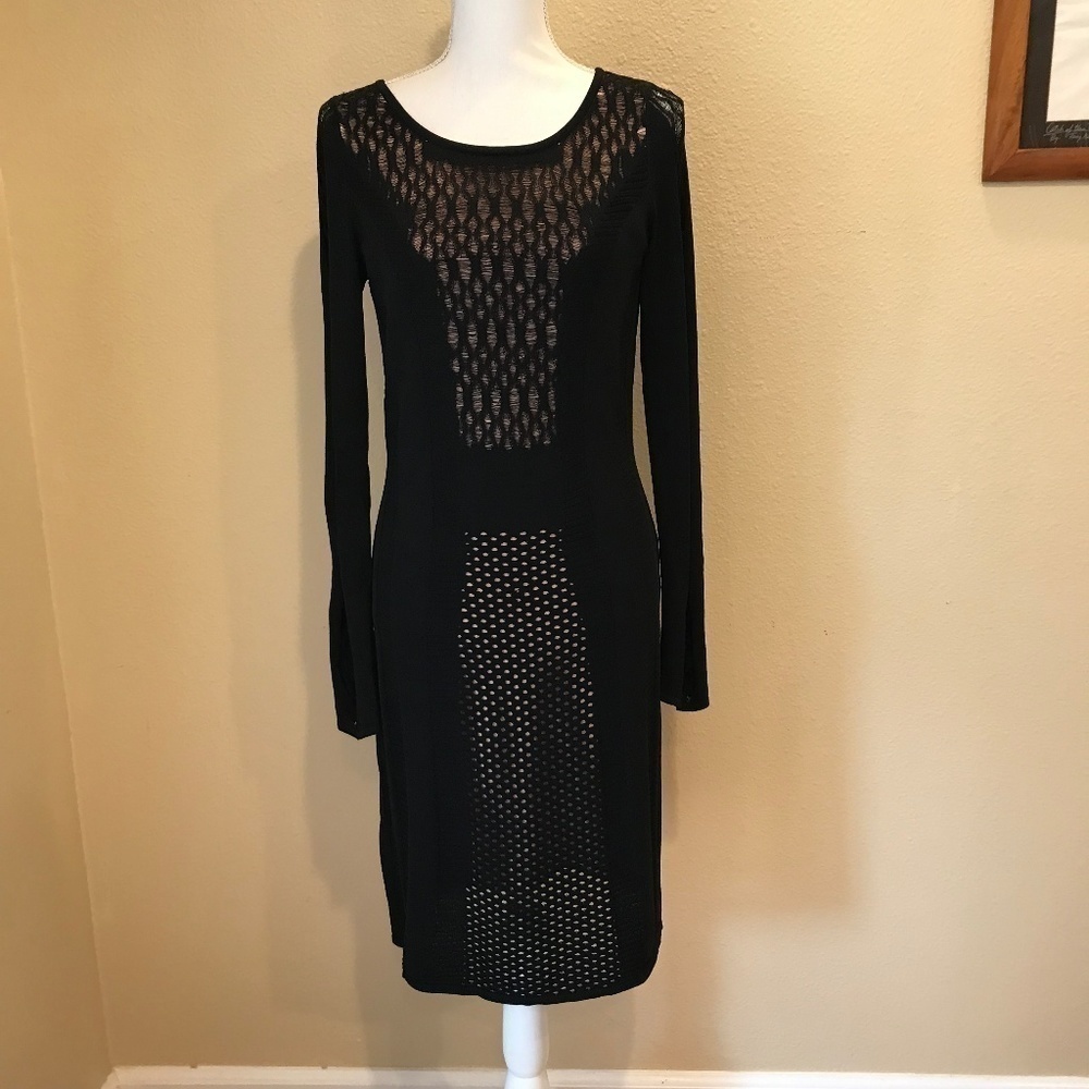 Catherine Malandrino Black Long Sleeve Sweater Dress